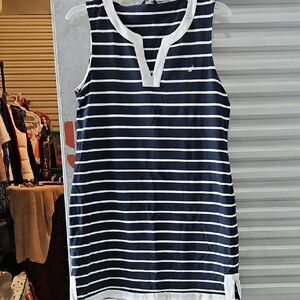 Navy and White Striped Sleeveless Dress